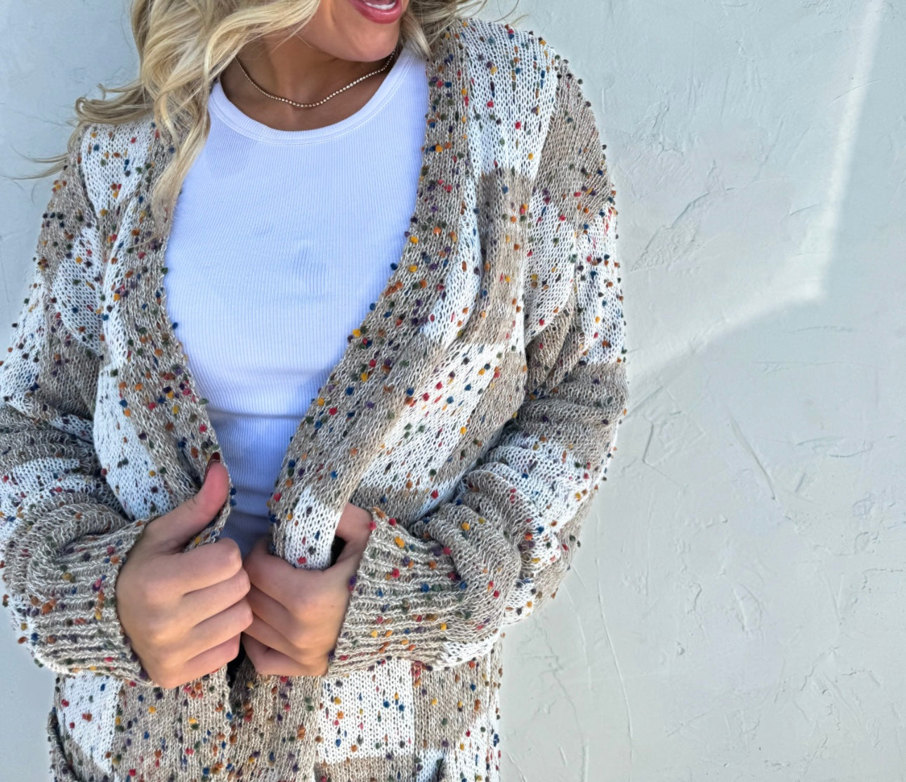 Checkered Polka Dot Cardigan