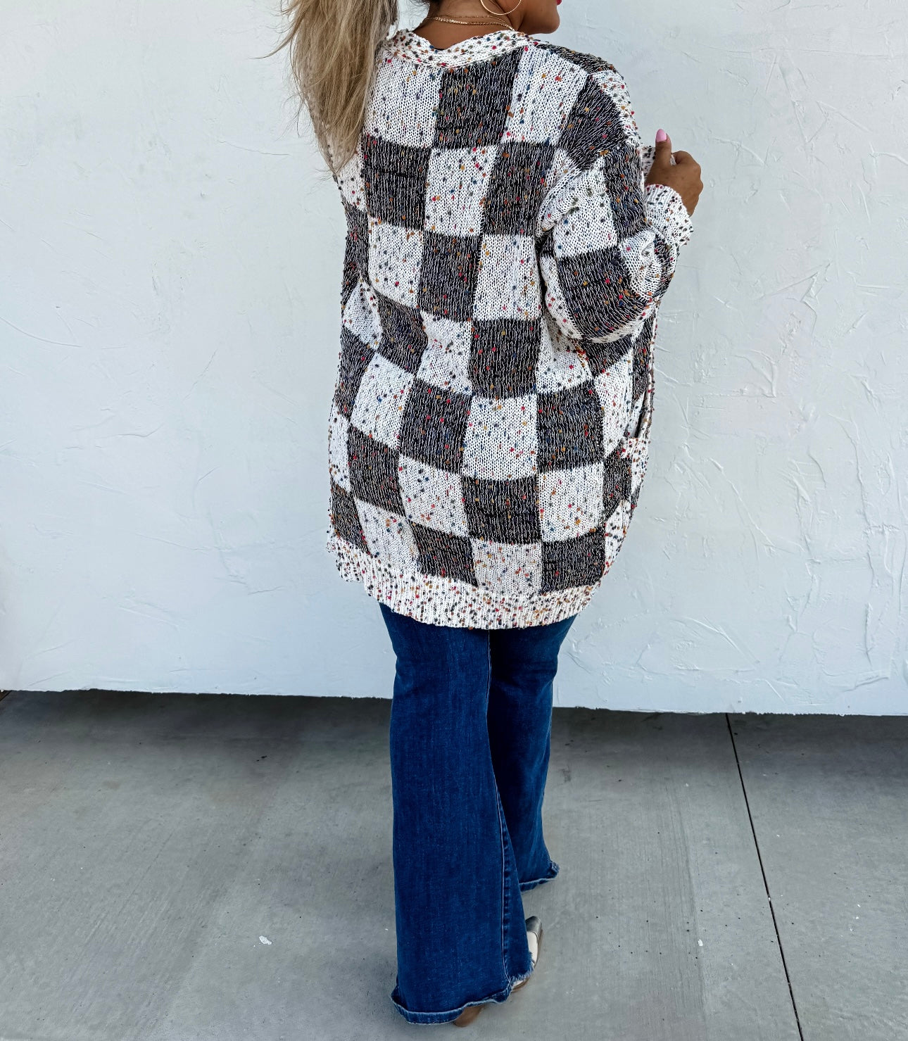 Checkered Polka Dot Cardigan