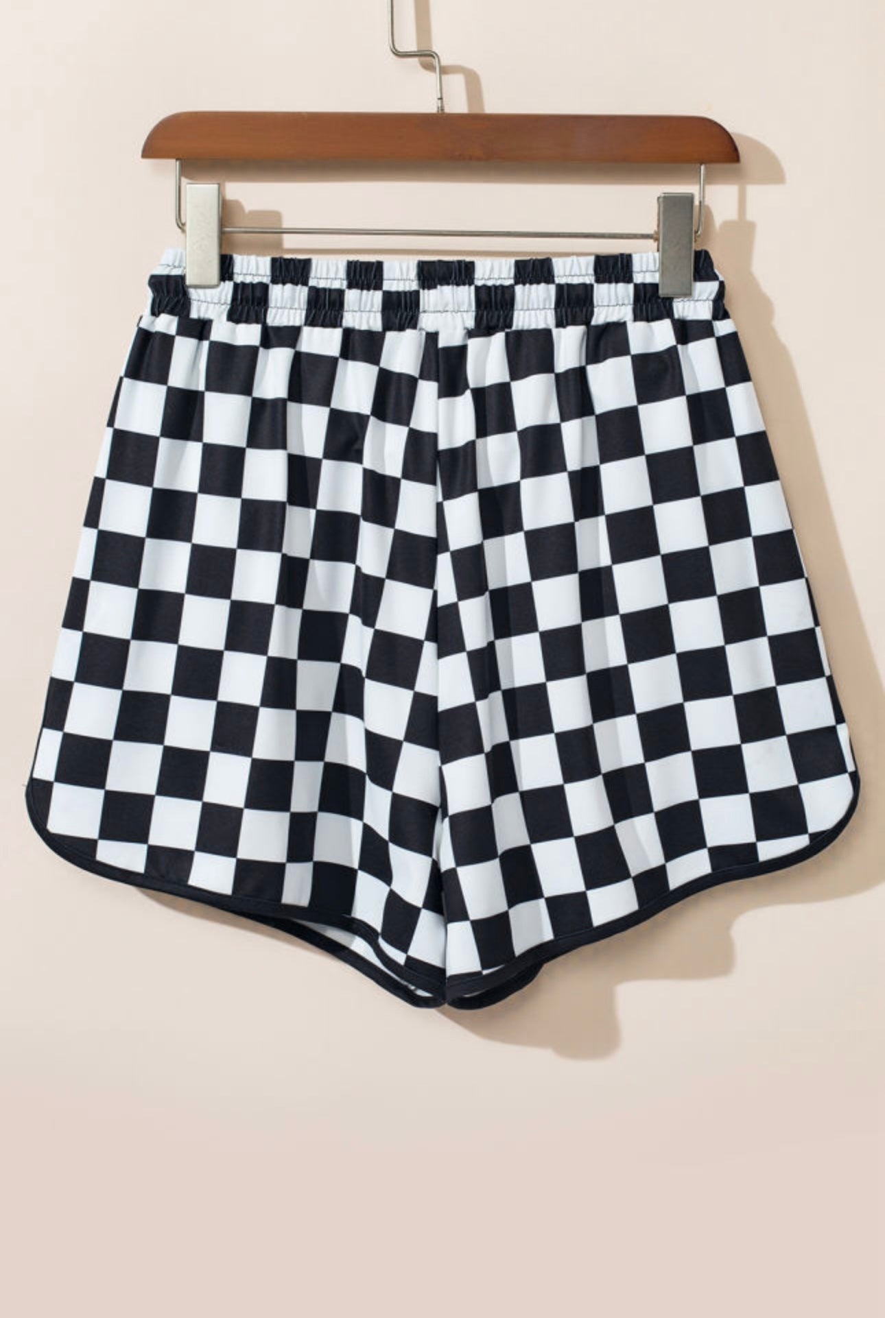 Black Checkered Drawsting Shorts