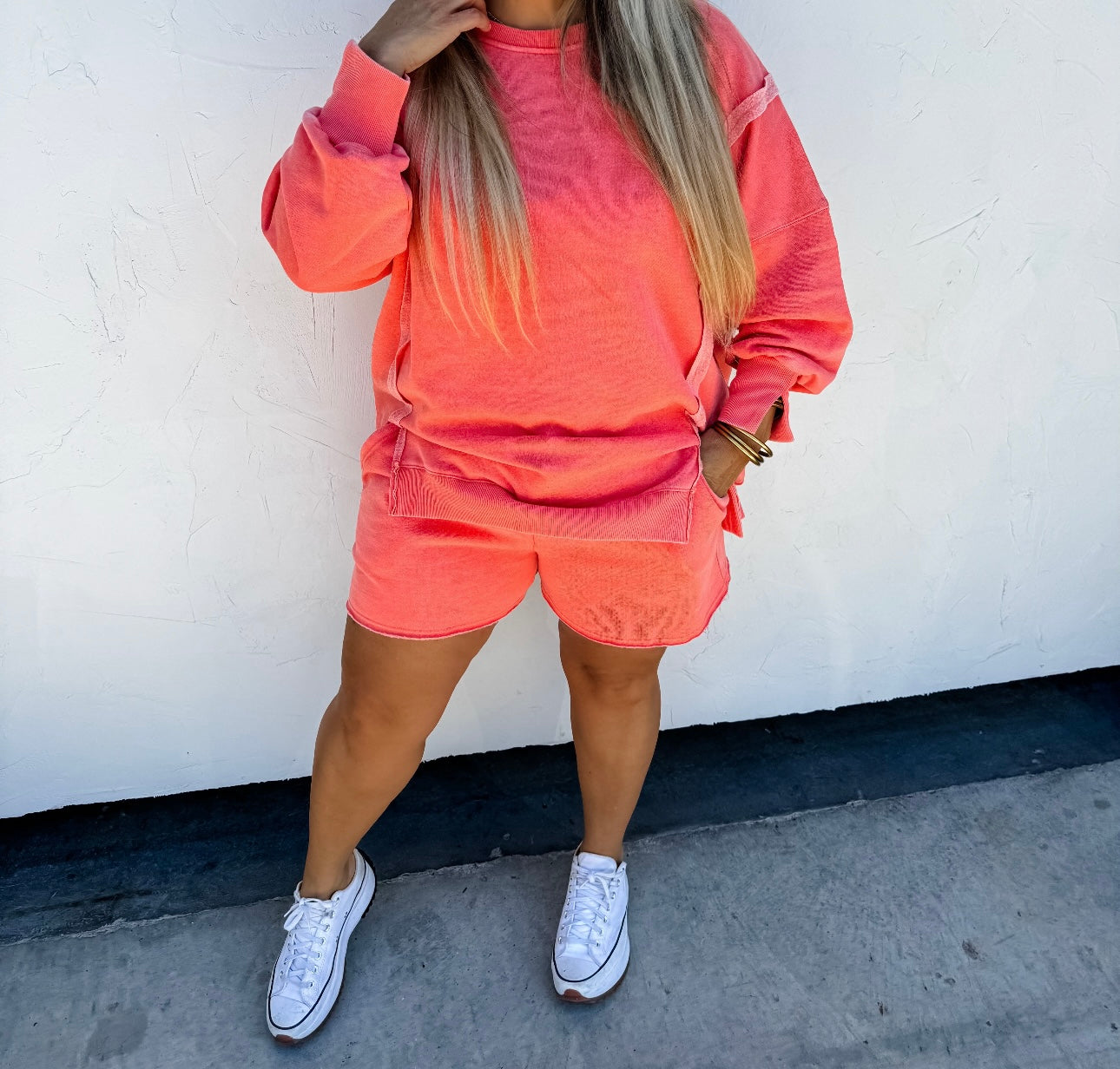 Classic Coral Crew Pullover