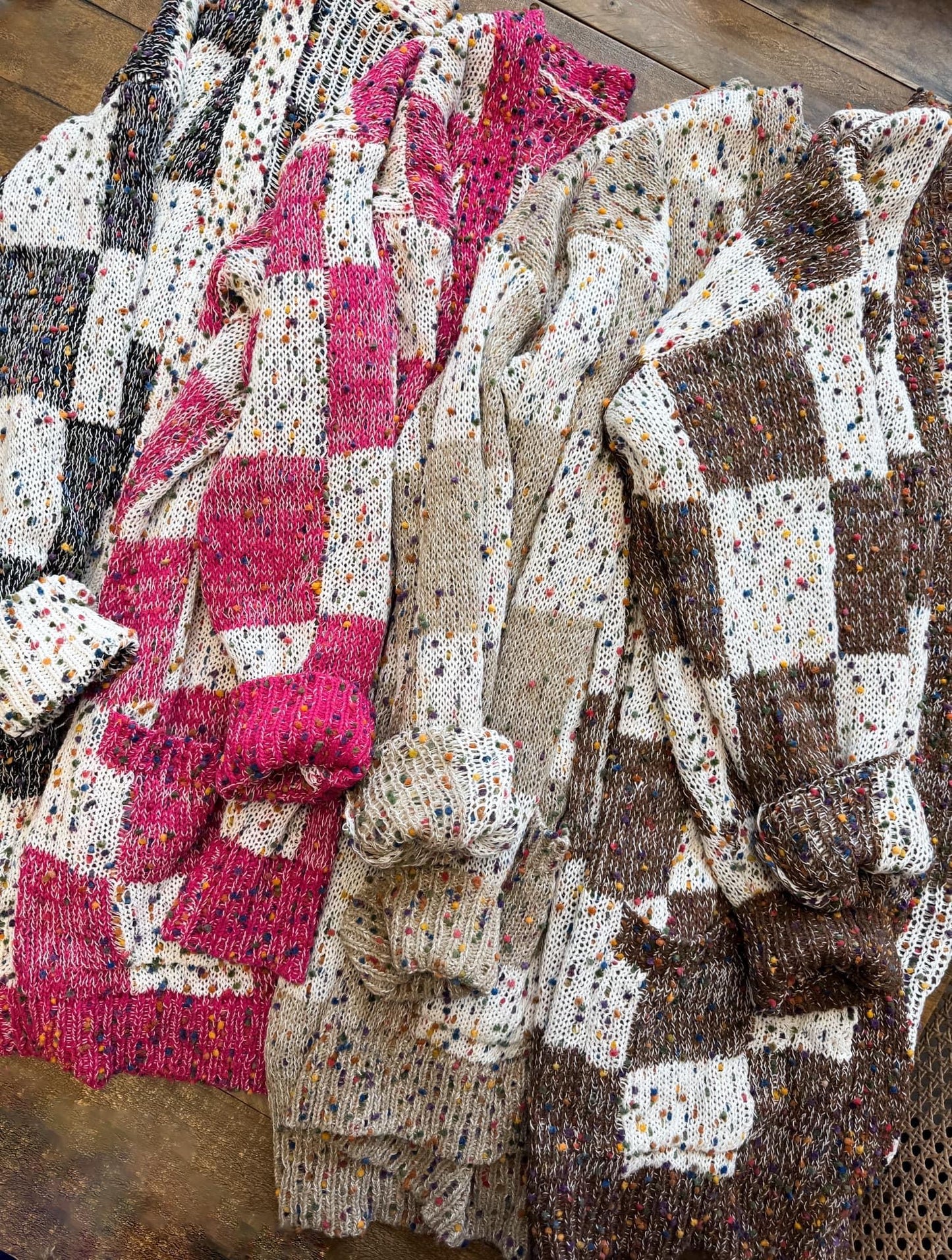 Checkered Polka Dot Cardigan