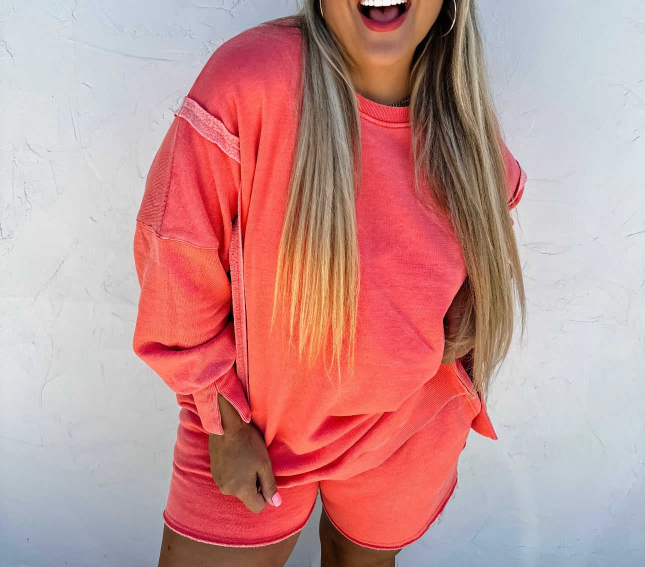 Classic Coral Crew Pullover