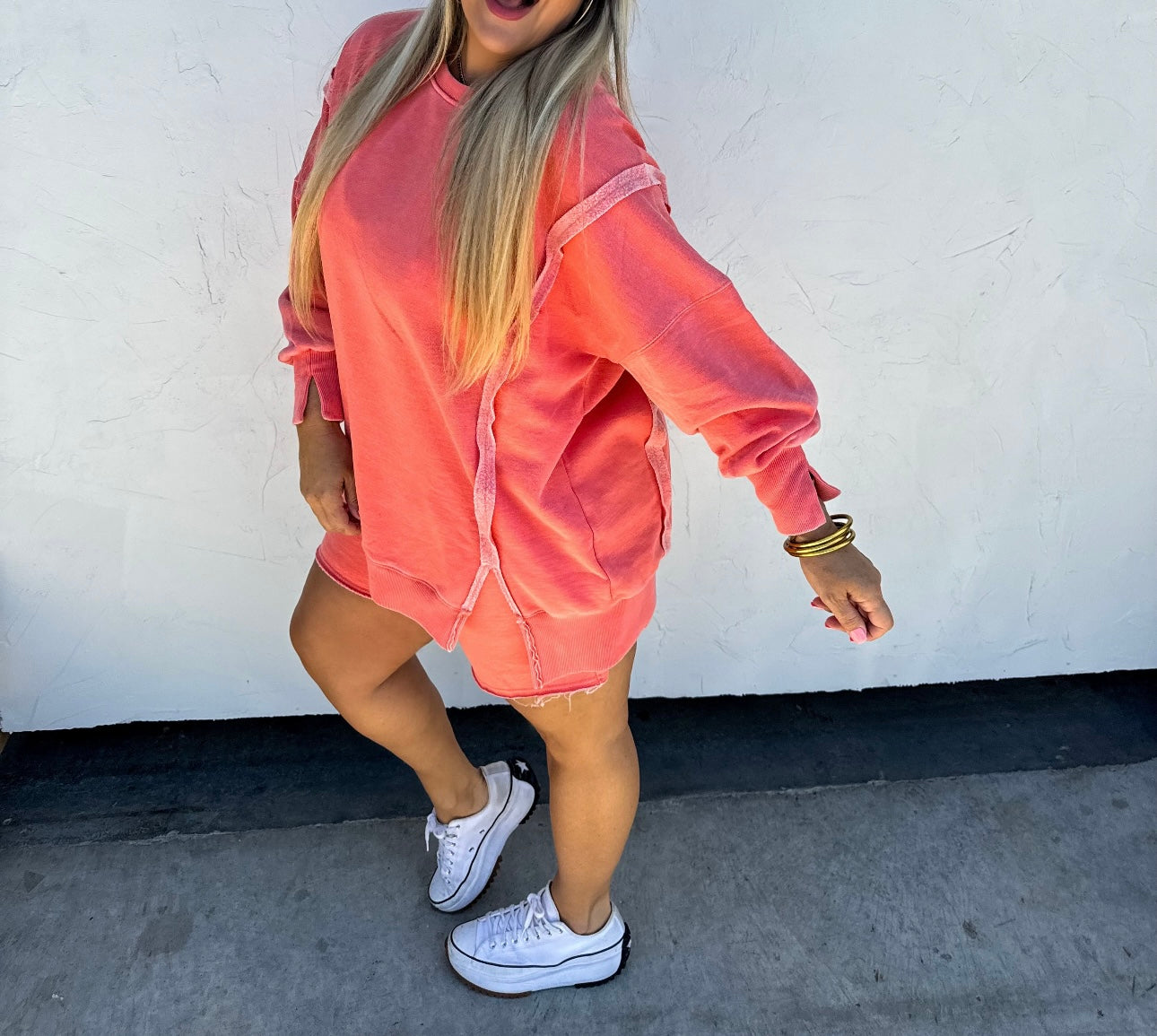 Classic Coral Crew Pullover